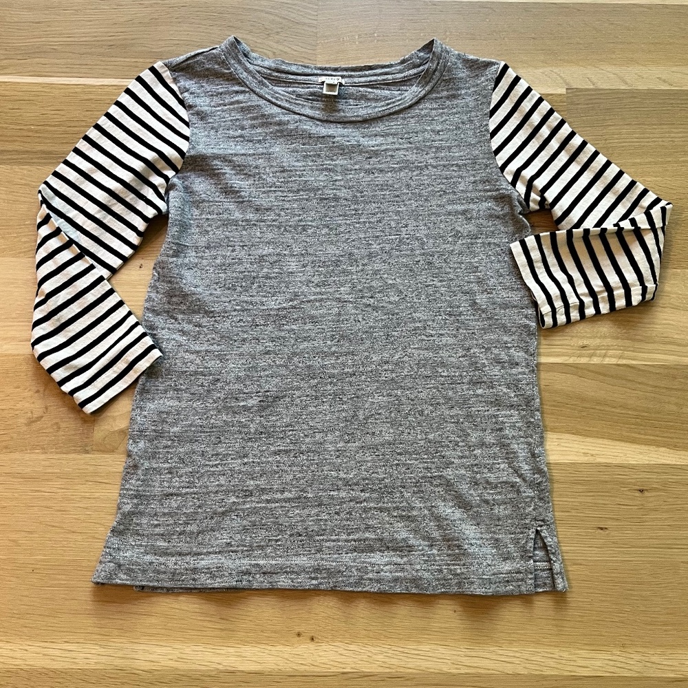Like New J. Crew Striped 3/4 Sleeve Cotton Crew